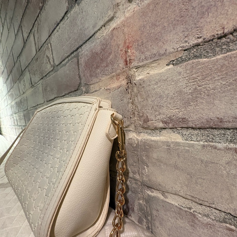 Anne Klein Cream Embossed Crossbody with Gold Hardware - Picture 4 of 6